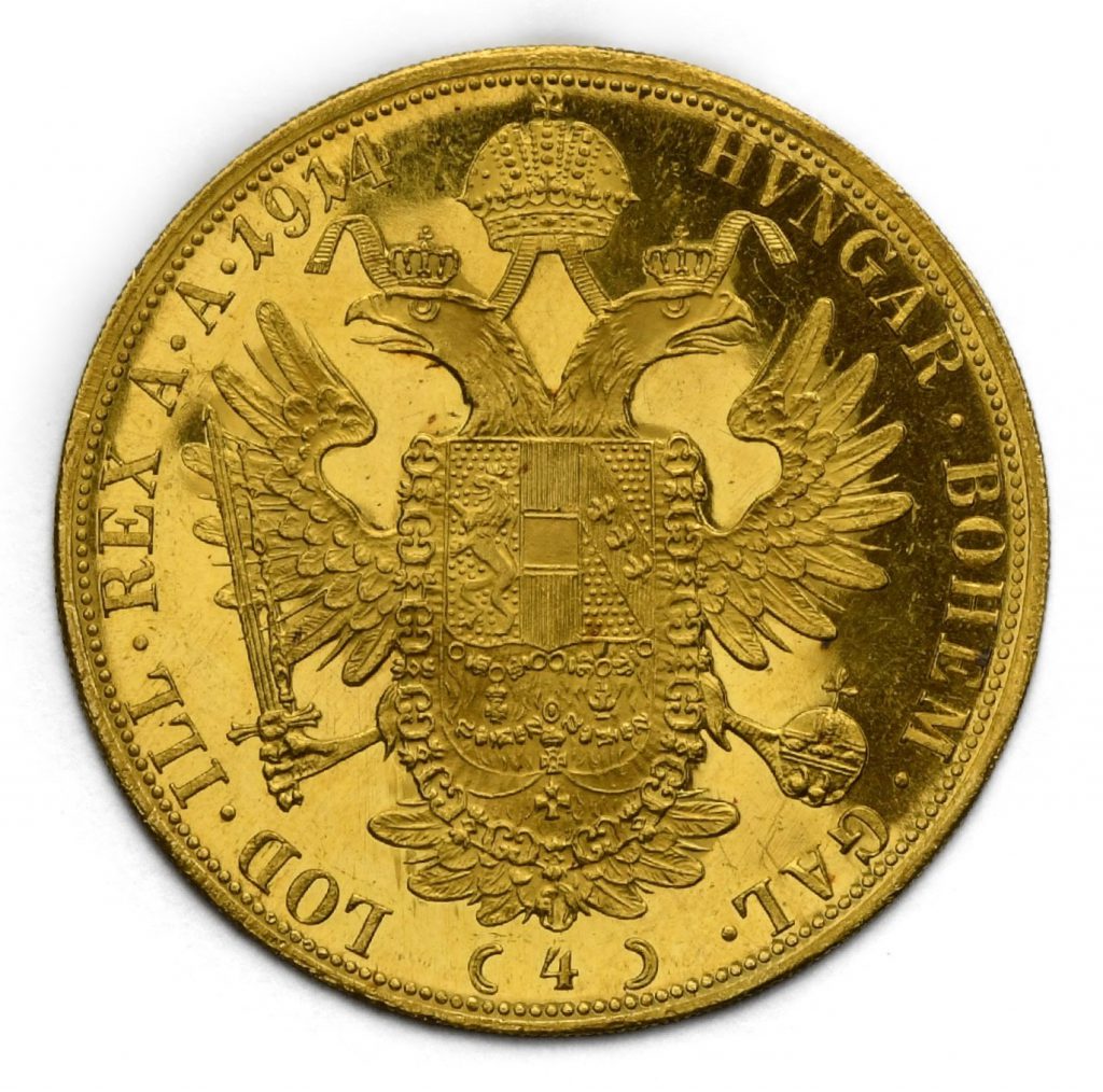 Zlatá sada 1 a 4 dukátů František Josef I. 1914