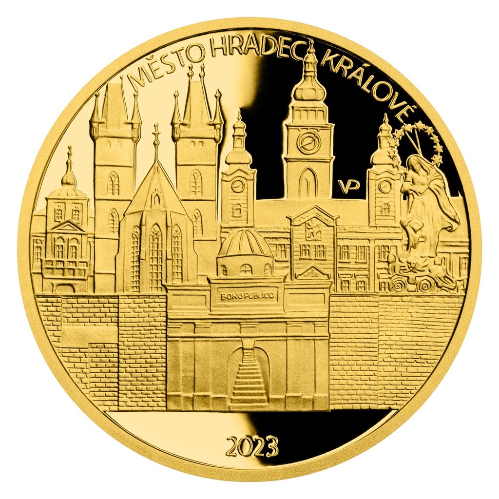 Zlatá mince 5000 Kč 2023 Hradec Králové proof