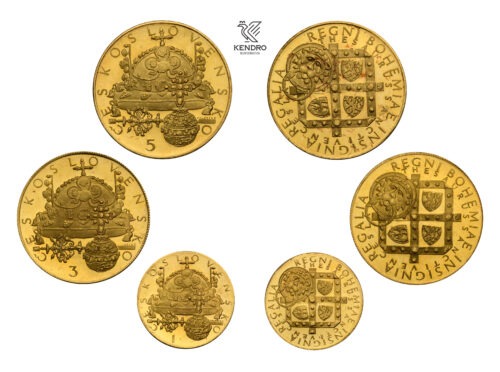 Set of gold medals (3 pieces). Crown Jewels 1972. Kremnitz. Rare!