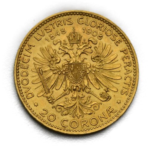 20 Koruna 1908 – 60. Výročí Vlády Františka Josefa I.